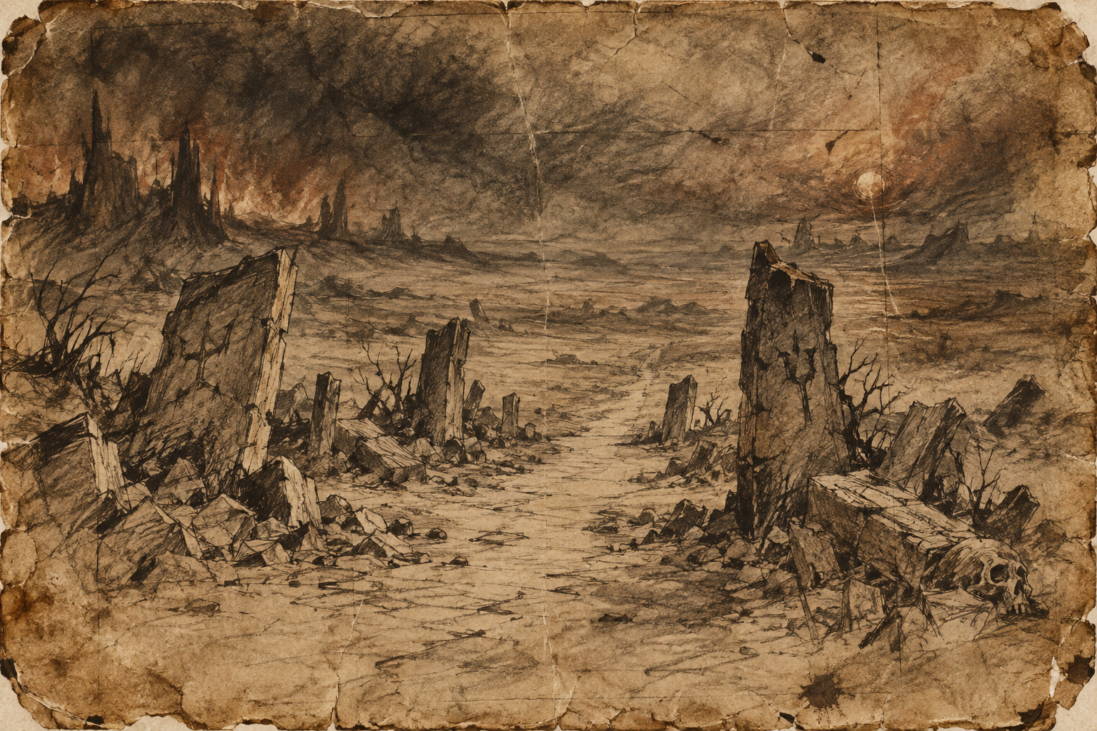 Worn, rough hand-drawn sketch of The Unforbidden Border